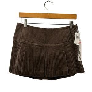 KensieGirl Pleated Corduroy Mini Micro Skirt Light Brown Y2K Juniors Size 3 NWT